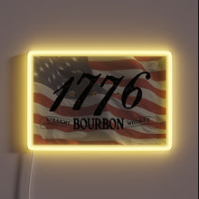 Charger l'image dans la galerie, Vibrant 1776 Bourbon logo in glowing RGB neon lighting display