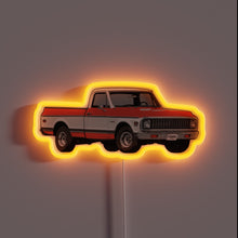 Charger l'image dans la galerie, Vibrant Neon Sign Featuring a Colorful 1967-1972 Orange Chevrolet Truck Icon
