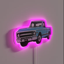Charger l'image dans la galerie, Vintage 1969-1970 Chevy Truck Retro Light Blue Neon Sign