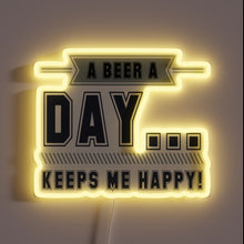 Charger l'image dans la galerie, Vibrant RGB LED Neon Sign Reads I'm Happy with Beer Daily