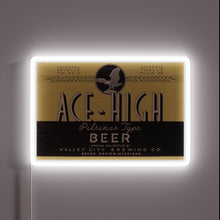 Charger l'image dans la galerie, Vintage-style distressed neon sign featuring Ace High Beer's bold logo.