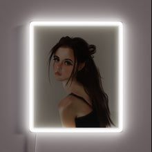 Charger l'image dans la galerie, Vibrant RGB Neon Art Display Featuring Adorable Woman Portrait
