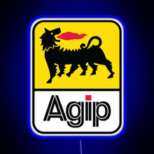 Charger l'image dans la galerie, AGIP Lubricants Logo 1968 1998 RGB neon sign blue