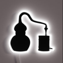 Charger l'image dans la galerie, Handcrafted moonshine still illuminated in vibrant RGB neon lighting accents.