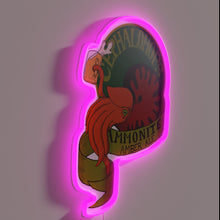 Charger l'image dans la galerie, Glowing Neon Sign with Iridescent Ammonite Fossils in Amber Ale