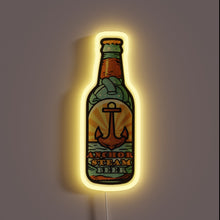 Charger l'image dans la galerie, Vintage-inspired Anchor Steam beer bottle logo in vibrant RGB neon lights