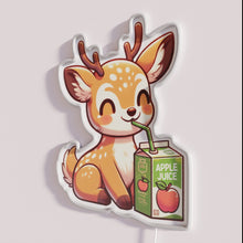 Charger l'image dans la galerie, Vibrant Neon Sign Decoration with Apple Juice and Deer Design