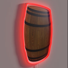 Charger l'image dans la galerie, Wooden Barrel Wine Beer Distillery Bar Sign with RGB LED Lighting
