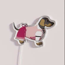 Charger l'image dans la galerie, Bavarian-themed LED neon sign featuring a cute girl with puppy