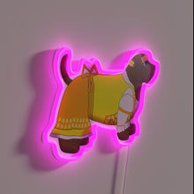 Charger l'image dans la galerie, Vibrant neon Bavarian-inspired illustration of a happy little girl and dog