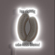 Charger l'image dans la galerie, Traditional German-Style Bavarian Veal Sausages Illuminated in Vibrant Neon Signage