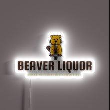 Charger l'image dans la galerie, Neon sign advertising humorous 'Customer Always Drinks' liquor store slogan.