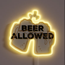 Charger l'image dans la galerie, Vibrant Neon Sign Reads Beer Allowed in Funhouse Font Style
