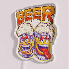 Charger l'image dans la galerie, Laughter Ensues with This Vibrant Neon Funny Cartoon Beer Sign