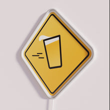 Charger l'image dans la galerie, Vibrant neon beer crossing warning sign with colorful RGB illumination