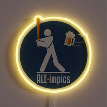 Charger l'image dans la galerie, Neon lights shine bright on colorful Beer Festival Aleimpics sign