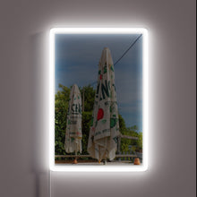 Charger l'image dans la galerie, Glowing neon sign illuminates beer garden atmosphere with vibrant colors