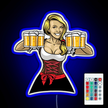 Charger l'image dans la galerie, Beer Girl Oktoberfest Drinking Sticker RGB neon sign remote