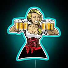 Charger l'image dans la galerie, Beer Girl Oktoberfest Drinking Sticker RGB neon sign lightblue