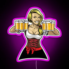 Charger l'image dans la galerie, Beer Girl Oktoberfest Drinking Sticker RGB neon sign  pink