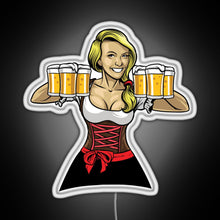 Charger l'image dans la galerie, Beer Girl Oktoberfest Drinking Sticker RGB neon sign white