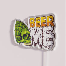 Charger l'image dans la galerie, Colorful Neon Bar Decor Sign Featuring Beer Hops and Skull Design