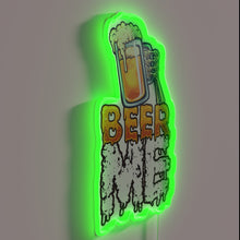 Charger l'image dans la galerie, RGB Neon 'Beer Me' Sign Featuring A Brew-Themed Skeleton Hand