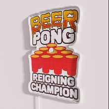 Charger l'image dans la galerie, Neon beer pong champion trophy wall decor with colorful rgb lighting