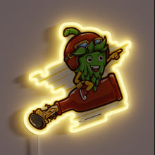 Charger l'image dans la galerie, Neon beer sign featuring colorful hops and illuminated rocket.