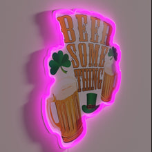 Charger l'image dans la galerie, Vibrant RGB LED Neon Sign: 'Beer Something' Bar Decor Lighting