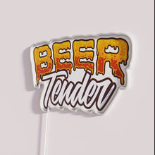 Charger l'image dans la galerie, Vibrant Neon Beer Server Sign with Quirky Typographic Bartender Humor