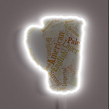 Charger l'image dans la galerie, Vibrant LED sign featuring colorful beer-related word cloud design