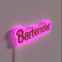 Charger l'image dans la galerie, Vibrant neon bar decoration with "Best Bartender" LED illuminated lettering.