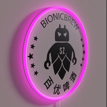 Charger l'image dans la galerie, Robotic Brewing Station with Vibrant RGB Neon Signs at Night