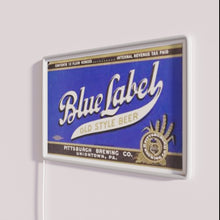 Charger l'image dans la galerie, Vintage style blue label beer bar decor with bright RGB lighting