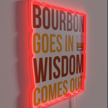 Charger l'image dans la galerie, Distilled wisdom illuminated with vibrant RGB neon bourbon quote signage