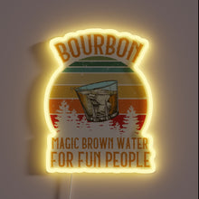 Charger l'image dans la galerie, Neon Bourbon Whiskey Sign with Vibrant RGB Color Accents Glowing