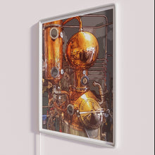 Charger l'image dans la galerie, Brass Copper Steampunk Distillery Sign in RGB Neon Retro Bar Decor