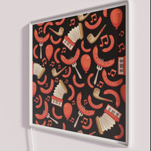 Charger l'image dans la galerie, Vibrant Neon Oktoberfest Decor with Bratwurst and Music Design Pattern