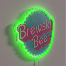 Charger l'image dans la galerie, Vibrant RGB neon beer sign with 'Brewski' bold letters design