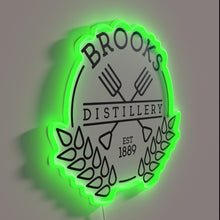 Charger l'image dans la galerie, Vintage inspired neon sign with colorful RGB Brooks Distillery logo.