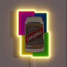 Charger l'image dans la galerie, Vibrant RGB lighting on hand-painted Cara Pils beer sign design.