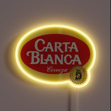 Charger l'image dans la galerie, RGB illuminated Carta Blanca beer logo glass wall decoration art.