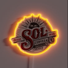 Charger l'image dans la galerie, Neon RGB beer bar sign with vibrant Sol logo lighting.