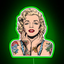 Charger l'image dans la galerie, Cool Vintage Marilyn Monroe With Tattoos RGB neon sign green