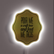 Charger l'image dans la galerie, Vibrant Neon Sign Featuring A Beer and Taco Theme