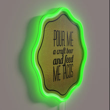 Charger l'image dans la galerie, Neon Sign Featuring Colorful Graphics of Craft Beer and Tacos