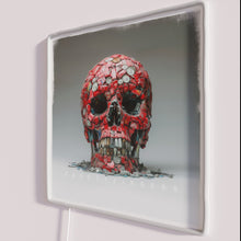 Charger l'image dans la galerie, Edgy neon decorative sign with glowing crafty skull design artwork.