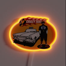 Charger l'image dans la galerie, Crazy Taxi neon sign with B.D. Joe and classic cab design – nostalgic Sega arcade game wall art for gamers, retro arcades, or man cave setups