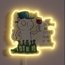 Charger l'image dans la galerie, Whimsical wine lover decor with colorful cat and bottle design